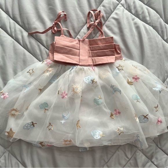 Pink and White Tulle Dress with Embroidered Details - Picture 1 of 3